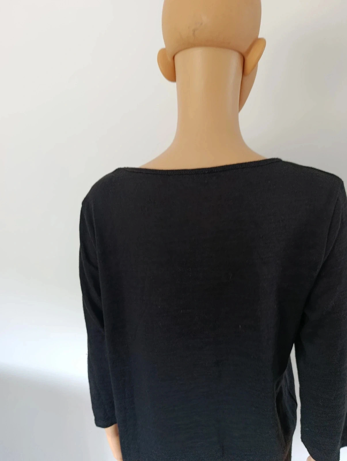 Camiseta feminina preta com estampa 'Maintenant ou jamais' mangas 3/4 – Tamanho L – photo 9
